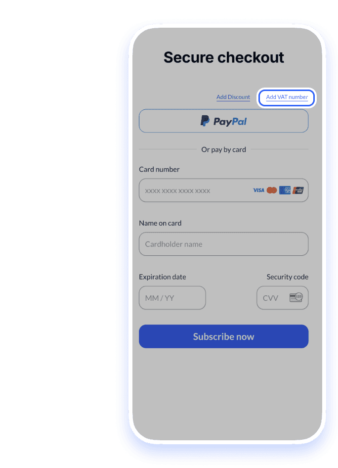 On the payment page, tap Add VAT number
