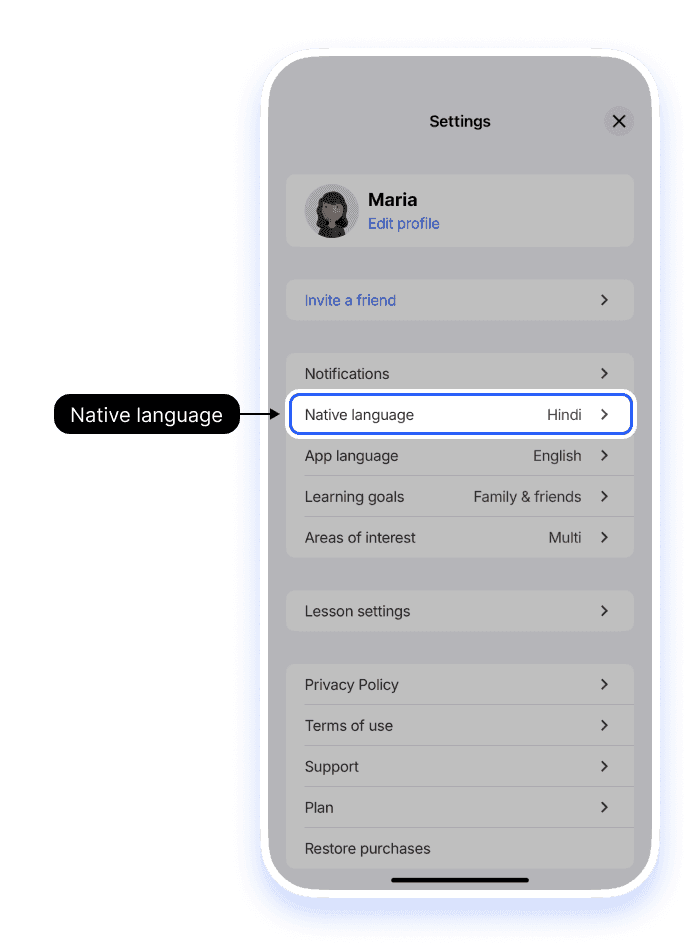 Get translations in your native language