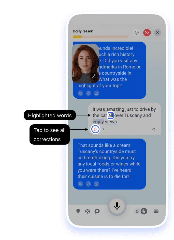 Tap a highlighted word in the chat