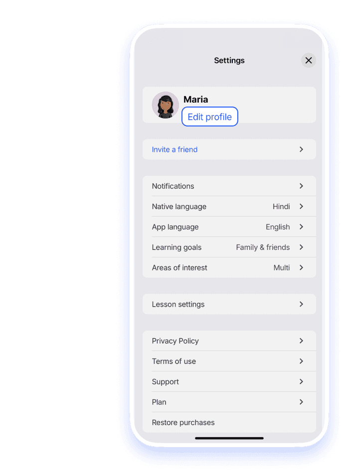 Go to Edit Profile